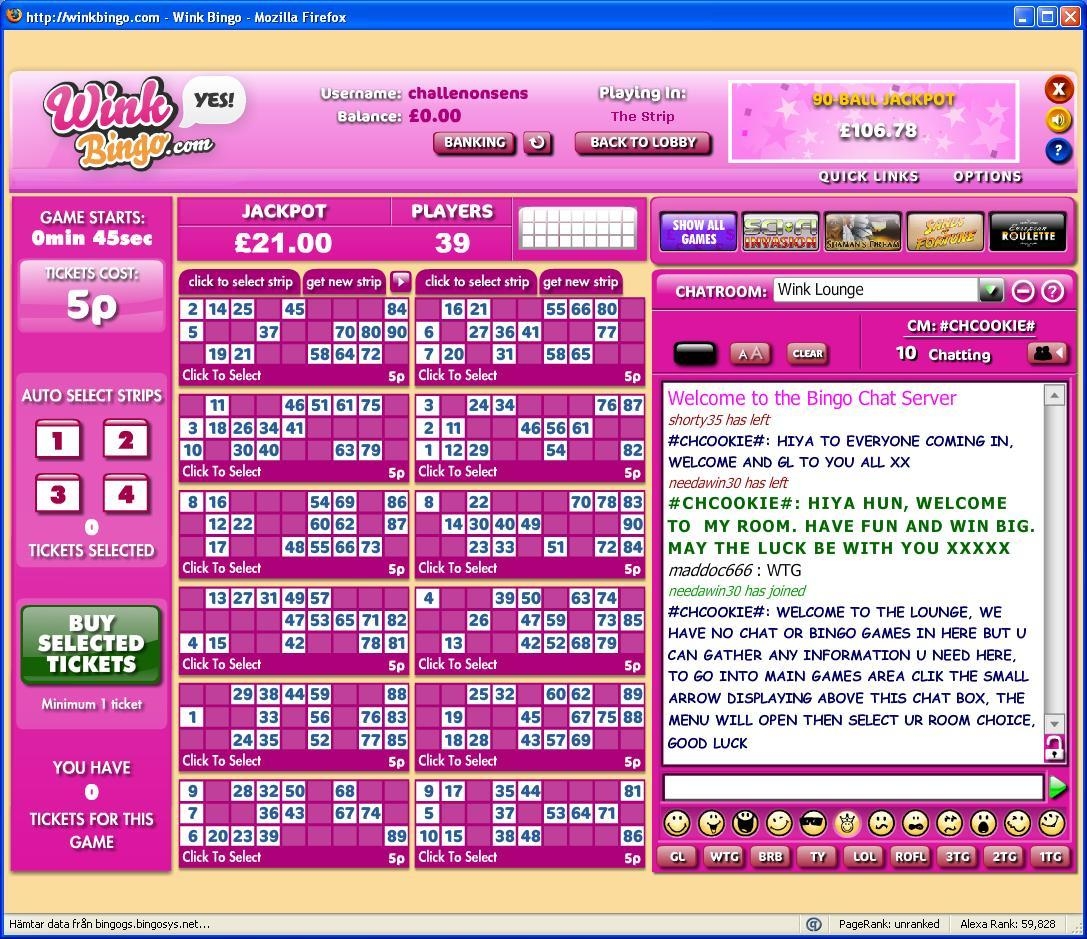 Wink bingo Lobby